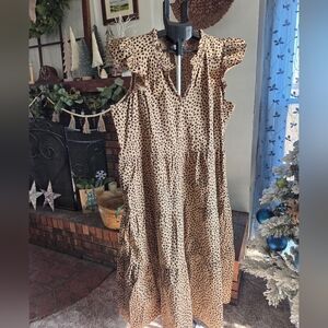 J. Crew Black and Tan Midi Dress